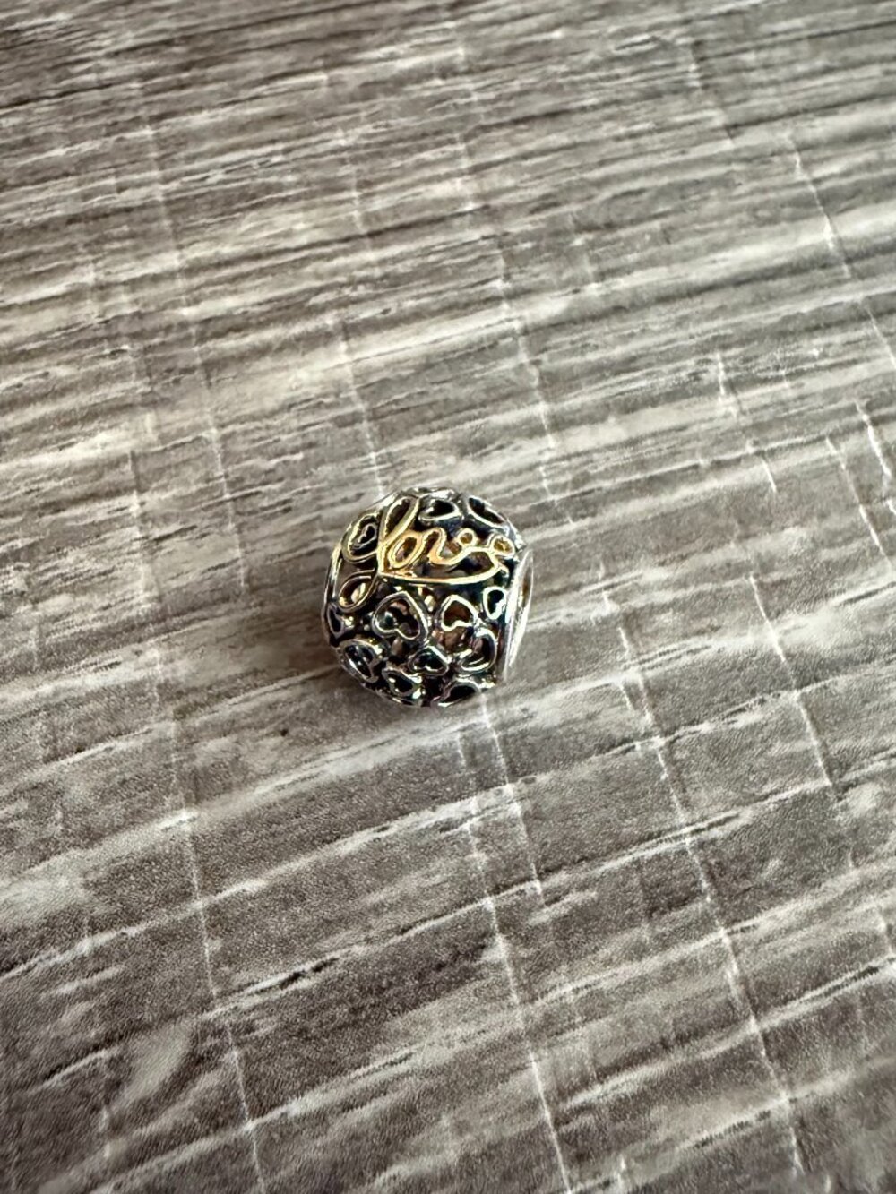 NWOT PANDORA Two Tone Message of Love Charm 791425 14K Gold Sterling Silver